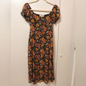 Floral Black and Orange Women's Dress